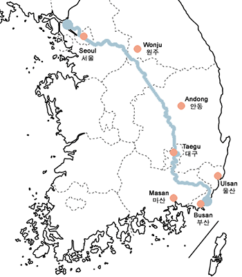 South Korea Rivers Map Birds Korea - 4 Rivers - The Grand Canal Project